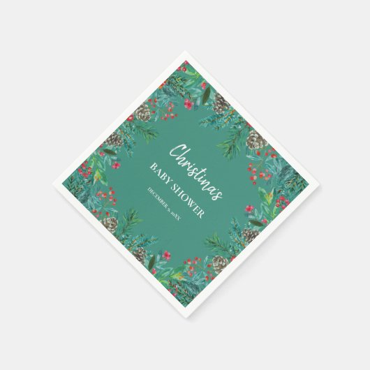 Serviette En Papier Baby shower d'hiver Vert (Coin)