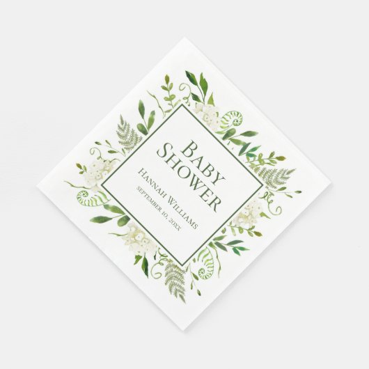 Serviette En Papier Baby shower d'Hydrangeas blanches (Coin)