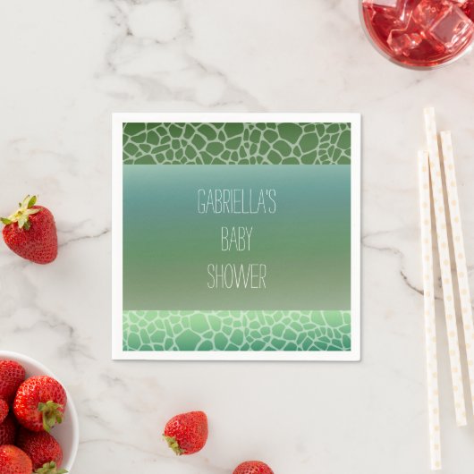 Serviette En Papier Baby shower d'impression Green Ombre Giraffe (En situation)