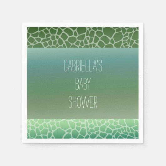 Serviette En Papier Baby shower d'impression Green Ombre Giraffe (Devant)