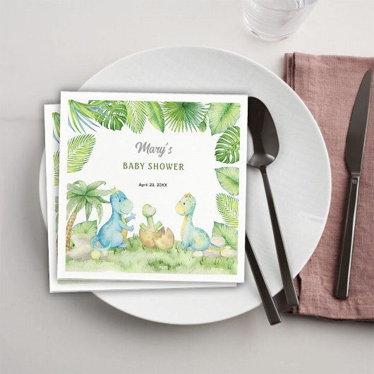 Serviette En Papier Baby shower Dinosaur