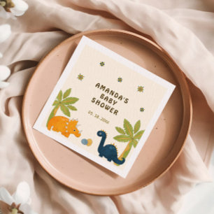 Serviette En Papier Baby shower Dinosaur en caricature