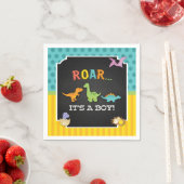 Serviette En Papier Baby shower Dinosaur Napkin (En situation)