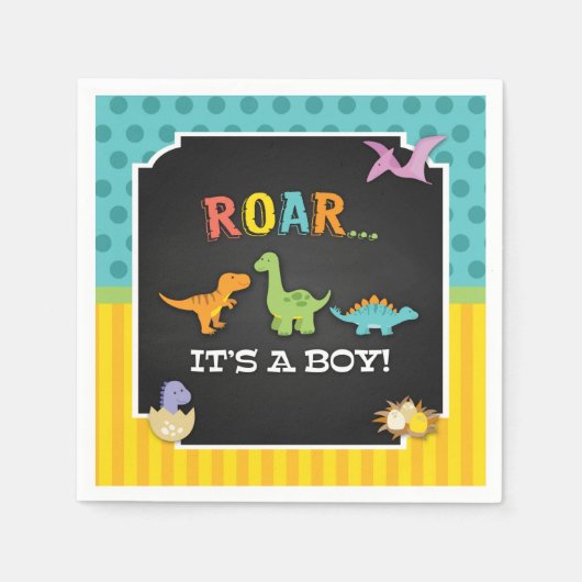 Serviette En Papier Baby shower Dinosaur Napkin (Devant)