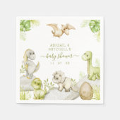 Serviette En Papier Baby shower Dinosaure Aquarelle Douce (Devant)