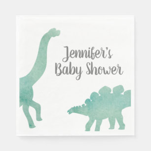 Serviette En Papier Baby shower Dinosaure Aquarelle Verte