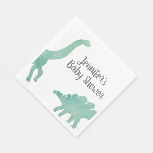 Serviette En Papier Baby shower Dinosaure Aquarelle Verte