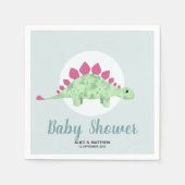 Serviette En Papier Baby shower Dinosaure Bleu Soigné (Devant)