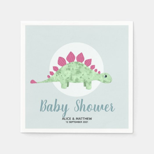 Serviette En Papier Baby shower Dinosaure Bleu Soigné (Devant)