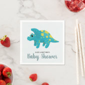 Serviette En Papier Baby shower Dinosaure de la Jungle Bleue (En situation)