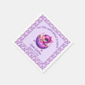 Serviette En Papier baby shower Dinosaure violet "Hatching Bientôt" (Coin)