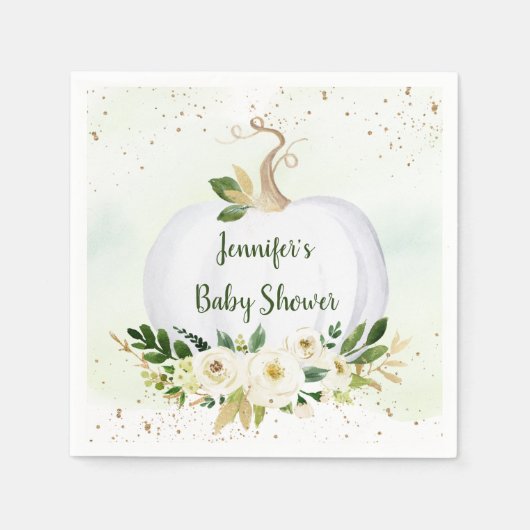 Serviette En Papier Baby shower d'or petit Citrouille (Devant)