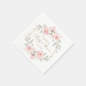 Serviette En Papier Baby shower d'or rose floral (Coin)