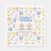 Serviette En Papier Baby shower Double Trouble Twin Boys (Devant)