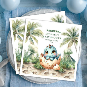 Serviette En Papier Baby-Shower Douce Bébé Dino Éclosion Prochaine Ser
