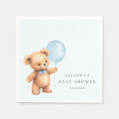 Serviette En Papier Baby shower d'ours à ballon bleu (Devant)