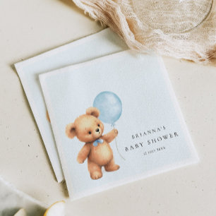 Serviette En Papier Baby shower d'ours à ballon bleu