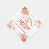Serviette En Papier Baby shower d'ours blanc et rose (Coin)