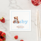Serviette En Papier Baby shower d'ours bleu Teddy (En situation)