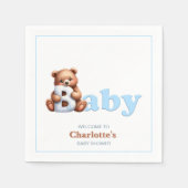 Serviette En Papier Baby shower d'ours bleu Teddy (Devant)