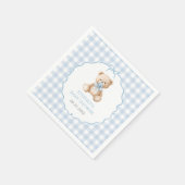 Serviette En Papier Baby shower d'ours en En vichy bleu (Coin)