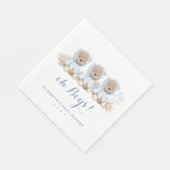 Serviette En Papier Baby shower d'ours en laiton bleu Pampas (Coin)