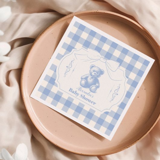 Serviette En Papier Baby shower d'ours en peluche En vichy français