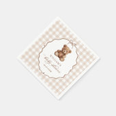 Serviette En Papier Baby shower d'ours en peluche En vichy neutre (Coin)
