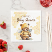 Serviette En Papier Baby shower d'ours en peluche miel et brun (En situation)