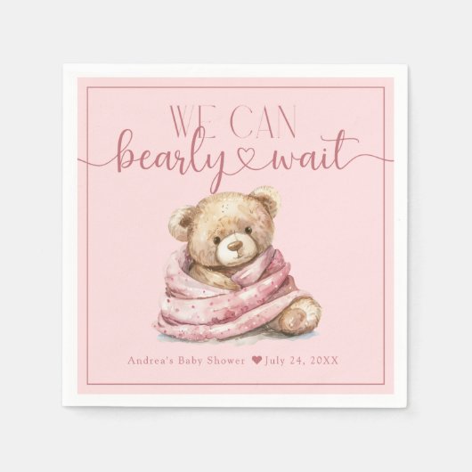 Serviette En Papier Baby shower d'ours en peluche mignon (Devant)