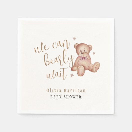Serviette En Papier Baby shower d'ours en peluche simple (Devant)