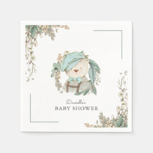 Serviette En Papier Baby shower d'ours en peluche vintage pour garçon