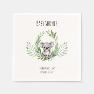 Serviette En Papier Baby shower d'ours Koala minimal mou