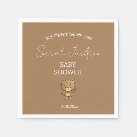 Serviette En Papier Baby shower d'ours Neutre Neutre (Devant)