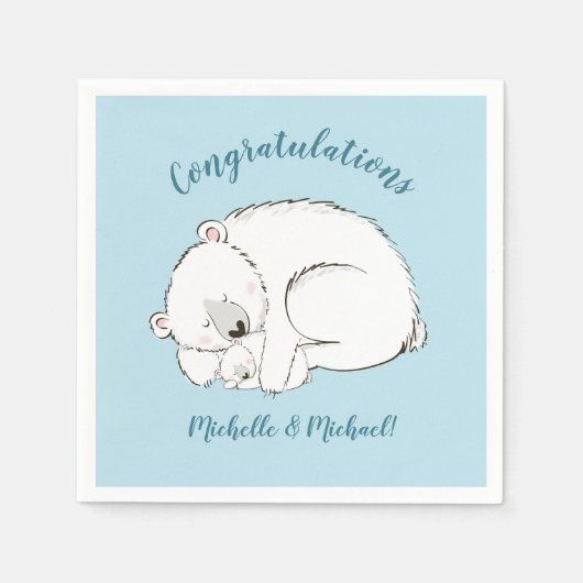 Serviette En Papier Baby shower d'ours polaire (Devant)