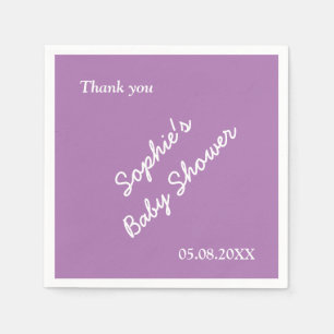 Serviette En Papier Baby shower doux violet minimaliste papier serviet