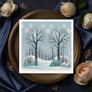 Serviette En Papier Baby shower Dreamwood Winter Forest Snowflakes