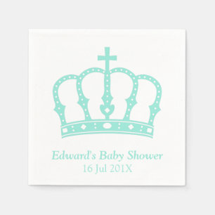 Serviette En Papier Baby Shower du Couronne Bleue Élégant Prince
