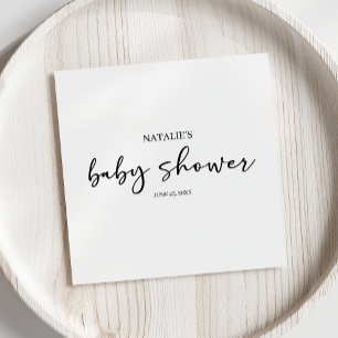 Serviette En Papier Baby Shower Écriture Simple Moderne Noir