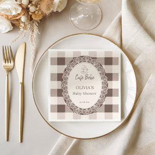 Serviette En Papier Baby Shower élégant beige neutre en dentelle