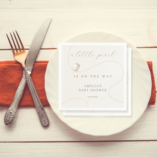 Serviette En Papier Baby shower élégant classique Pearl