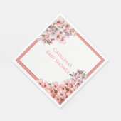 Serviette En Papier Baby shower élégant en fleurs de cerisier rose (Coin)