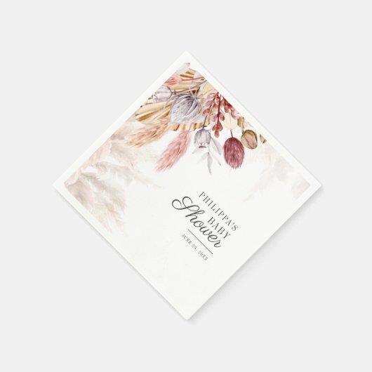 Serviette En Papier Baby shower élégant en laiton Pampas (Coin)