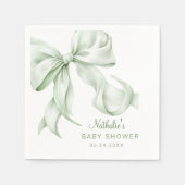 Serviette En Papier Baby shower élégant Sage Green Bow (Devant)