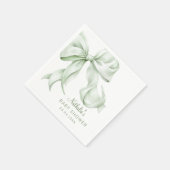 Serviette En Papier Baby shower élégant Sage Green Bow (Coin)