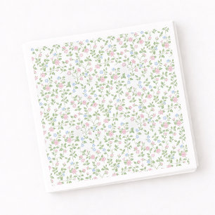 Serviette En Papier Baby shower élégant vintage rose et bleu floral