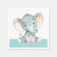 Baby shower éléphant Aqua Turquoise Turquoise serv