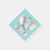 Serviette En Papier Baby shower éléphant Aqua Turquoise Turquoise serv (Coin)