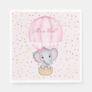 Serviette En Papier Baby shower éléphant bébé fille à ballon chaud