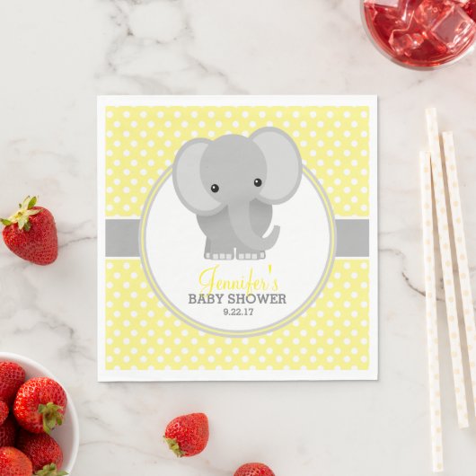 Serviette En Papier Baby shower Eléphant bébé (jaune) (En situation)
